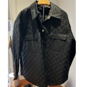 ZARA FAUX LEATHER QUILTED  OVERSHIRT